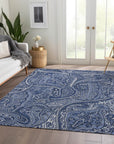 Addison Rugs Woven Blocks Blue Washable Indoor-Outdoor Rug