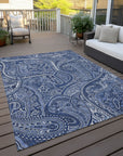 Addison Rugs Woven Blocks Blue Washable Indoor-Outdoor Rug