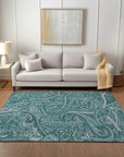 Addison Rugs Woven Blocks Teal Washable Indoor-Outdoor Rug