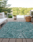 Addison Rugs Woven Blocks Teal Washable Indoor-Outdoor Rug