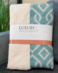 Offset Stripes Teal Washable Indoor-Outdoor Rug