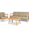 Aalto Teak Patio Deep Sofa Set with Sunbrella 4PC - LOOMLAN - HiTeak - Outdoor Sofas & Loveseats