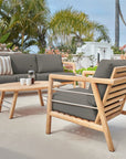 Aalto Teak Patio Deep Sofa Set with Sunbrella 4PC - LOOMLAN - HiTeak - Outdoor Sofas & Loveseats