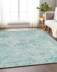 Aelain Teal Washable Indoor - Outdoor Rug - LOOMLAN - LOOMLAN Rugs - Outdoor Rugs