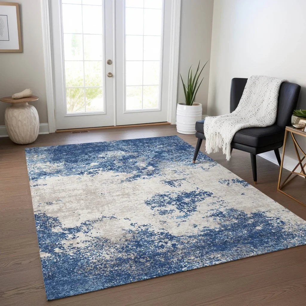 Aera Blue Washable Indoor - Outdoor Rug - LOOMLAN - LOOMLAN Rugs - Outdoor Rugs