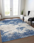 Aera Blue Washable Indoor - Outdoor Rug - LOOMLAN - LOOMLAN Rugs - Outdoor Rugs