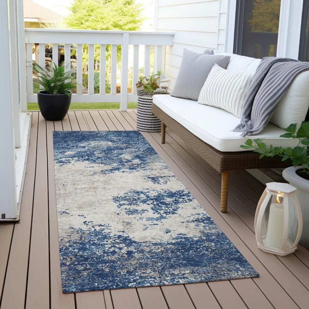 Aera Blue Washable Indoor - Outdoor Rug - LOOMLAN - LOOMLAN Rugs - Outdoor Rugs