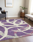 LOOMLAN Rugs Aloura Purple Washable Indoor-Outdoor Rug