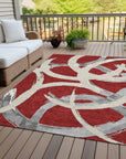 LOOMLAN Rugs Aloura Red Washable Indoor-Outdoor Rug