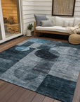 LOOMLAN Rugs Amara Teal Washable Indoor-Outdoor Rug