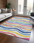 LOOMLAN Rugs Arayndra Ivory Washable Indoor-Outdoor Rug