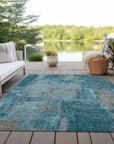 LOOMLAN Rugs Aria Teal Washable Indoor-Outdoor Rug