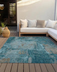 LOOMLAN Rugs Aria Teal Washable Indoor-Outdoor Rug