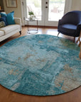 LOOMLAN Rugs Aria Teal Washable Indoor-Outdoor Rug