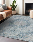 LOOMLAN Rugs Arienne Blue Washable Indoor-Outdoor Rug