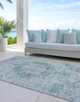 LOOMLAN Rugs Arienne Teal Washable Indoor-Outdoor Rug