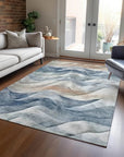 LOOMLAN Rugs Arionelle Blue Washable Indoor-Outdoor Rug