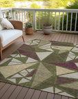 LOOMLAN Rugs Aristea Green Washable Indoor-Outdoor Rug