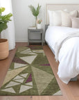 LOOMLAN Rugs Aristea Green Washable Indoor-Outdoor Rug