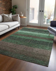 LOOMLAN Rugs Ashuryn Green Washable Indoor-Outdoor Rug