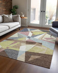 LOOMLAN Rugs Asymma Brown Washable Indoor-Outdoor Rug