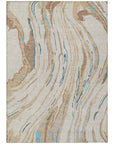 LOOMLAN Rugs Aureva Beige Washable Indoor-Outdoor Rug