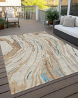 LOOMLAN Rugs Aureva Beige Washable Indoor-Outdoor Rug