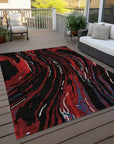 LOOMLAN Rugs Aureva Black Washable Indoor-Outdoor Rug