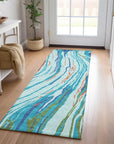 LOOMLAN Rugs Aureva Blue Washable Indoor-Outdoor Rug