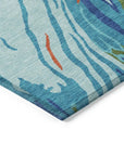 LOOMLAN Rugs Aureva Blue Washable Indoor-Outdoor Rug