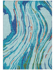 LOOMLAN Rugs Aureva Blue Washable Indoor-Outdoor Rug
