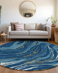 LOOMLAN Rugs Aureva Navy Washable Indoor-Outdoor Rug