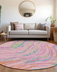 LOOMLAN Rugs Aureva Pink Washable Indoor-Outdoor Rug