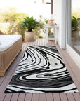 LOOMLAN Rugs Avelia Black Washable Indoor-Outdoor Rug
