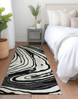 LOOMLAN Rugs Avelia Black Washable Indoor-Outdoor Rug