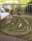 LOOMLAN Rugs Avelia Green Washable Indoor-Outdoor Rug