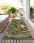 LOOMLAN Rugs Avelia Green Washable Indoor-Outdoor Rug