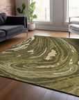 LOOMLAN Rugs Avelia Green Washable Indoor-Outdoor Rug