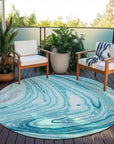 LOOMLAN Rugs Avelia Teal Washable Indoor-Outdoor Rug
