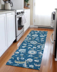 LOOMLAN Rugs Aveline Blue Washable Indoor-Outdoor Rug