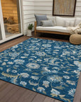 LOOMLAN Rugs Aveline Blue Washable Indoor-Outdoor Rug