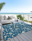 LOOMLAN Rugs Aveline Blue Washable Indoor-Outdoor Rug