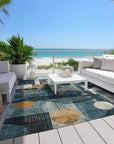 LOOMLAN Rugs Aza Teal Washable Indoor-Outdoor Rug