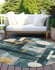 LOOMLAN Rugs Aza Teal Washable Indoor-Outdoor Rug