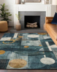 LOOMLAN Rugs Aza Teal Washable Indoor-Outdoor Rug