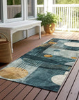 LOOMLAN Rugs Aza Teal Washable Indoor-Outdoor Rug