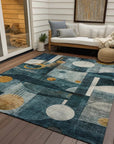 LOOMLAN Rugs Aza Teal Washable Indoor-Outdoor Rug