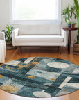 LOOMLAN Rugs Aza Teal Washable Indoor-Outdoor Rug