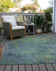 LOOMLAN Rugs Barzane Blue Washable Indoor-Outdoor Rug