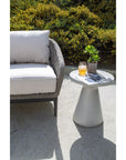 Bazaar Bone Finish Round Outdoor End Table - LOOMLAN - Sunset West - Outdoor Side Tables
